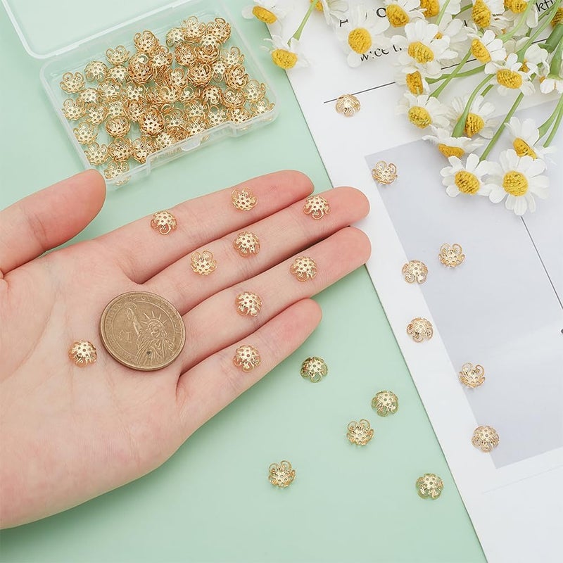 UNICRAFTALE 100Pcs 8mm Stainless Steel Flower Bead Caps Golden Spacer Beads Caps for Bracelet Necklace Earrings Jewelry Making Supplies - Image 4